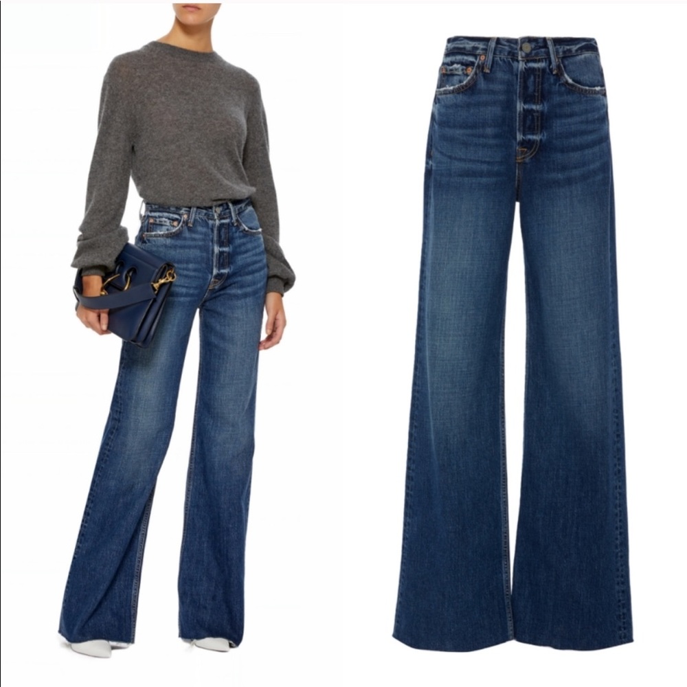 NWOT GRLFRND Carla High Waisted Straight Wide Leg Jeans
